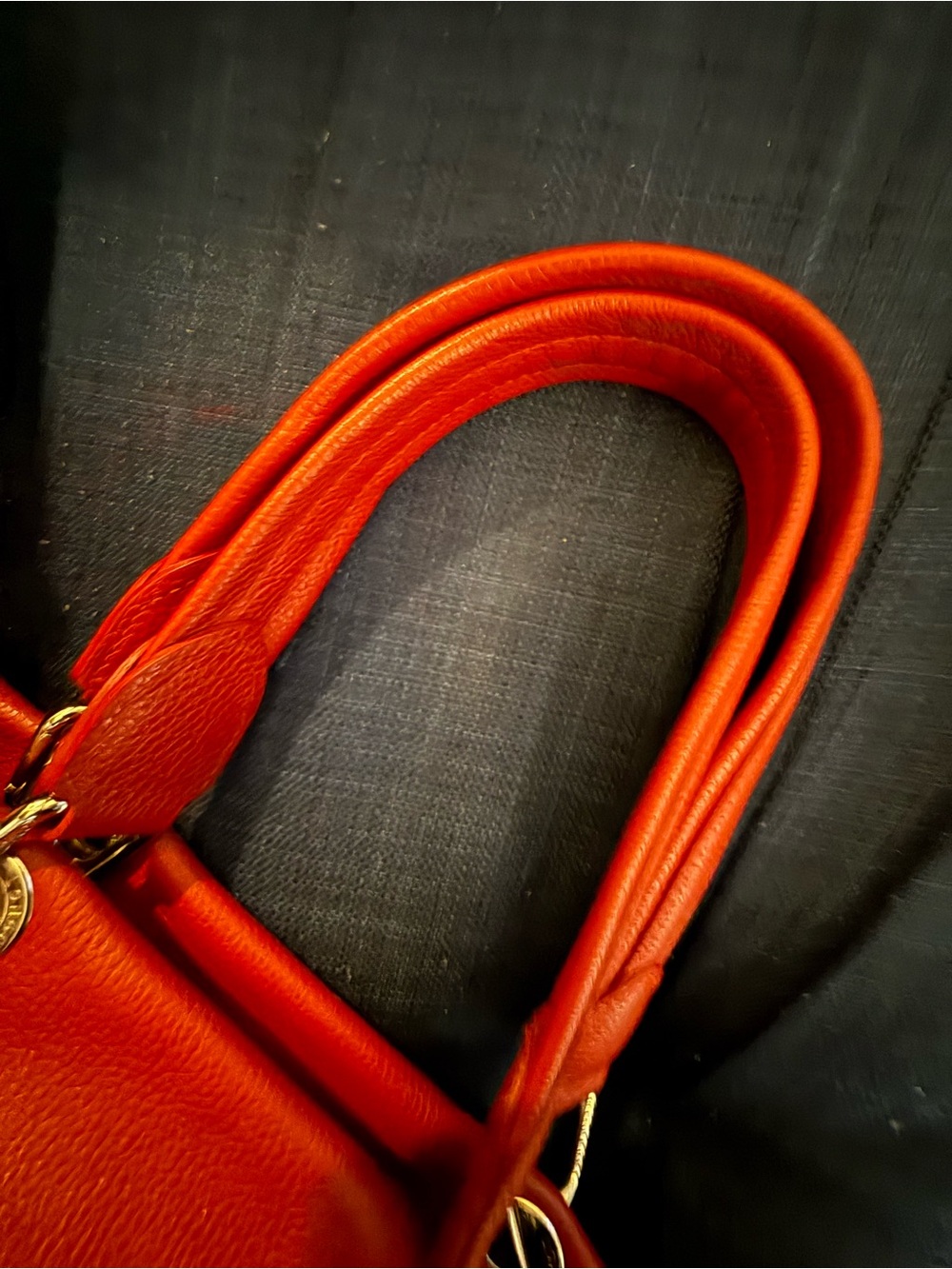 Longchamp Le Foulonne Red Leather Tote with Dual Handles and Shoulder Strap - Picture 16 of 16